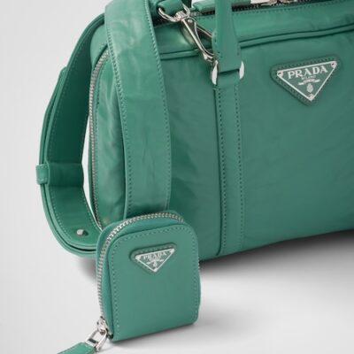 Prada Medium antique nappa leather top handle bag - Sage Green