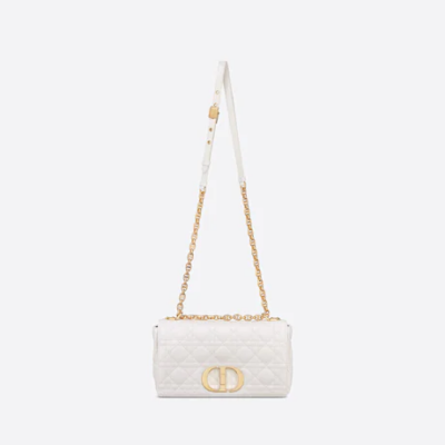 MEDIUM DIOR CARO BAG Ivory Supple Cannage Calfskin