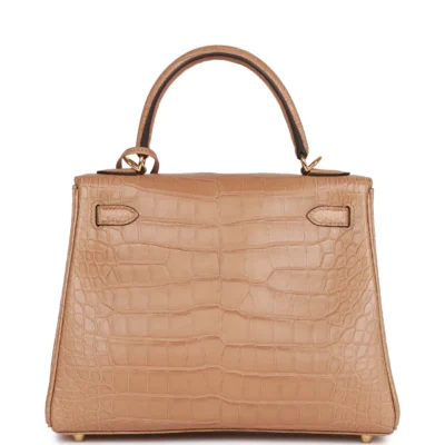 Hermès Kelly Retourne 25 Chai Matte Alligator Gold Hardware