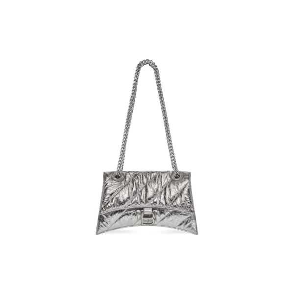 WOMEN'S CRUSH SMALL CHAIN BAG METALLIZED QUILTED IN SILVER