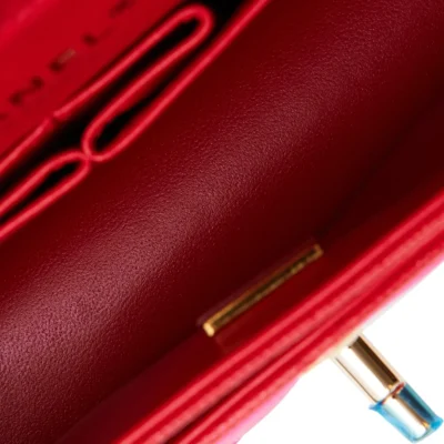 Chanel Small Classic Double Flap Red Caviar Light Gold Hardware