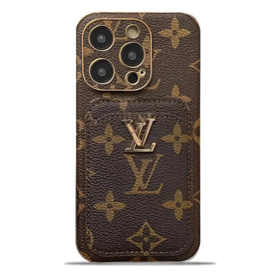 adadwa Monogram L Vintage Leather iPhone Wallet Case With Card Holder