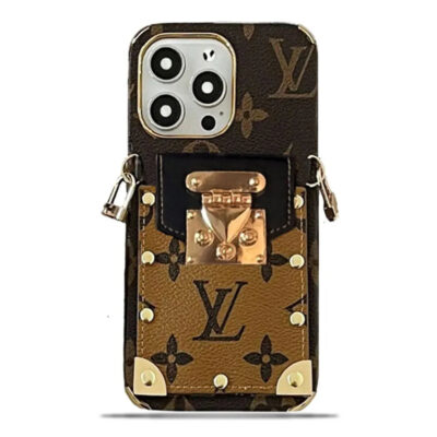 Monogram Leather V iPhone Wallet Case With Crossbody Strap