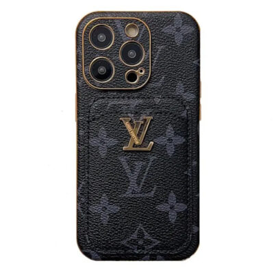 adawdawd Monogram L Vintage Leather iPhone Wallet Case With Card Holder
