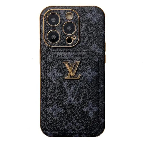 adawdawd Monogram L Vintage Leather iPhone Wallet Case With Card Holder