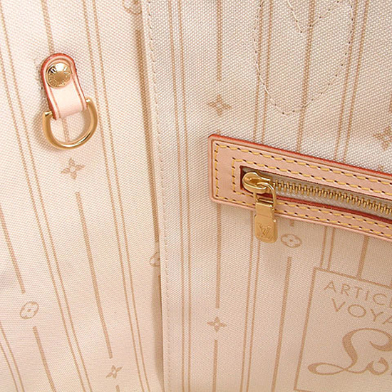 ae04fbf430b7074dd7c59ba4ee5f8063 路易威登 N51107 Neverfull MM 棋盘格 Azur 帆布 肩背包