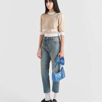 Padded nappa-leather Prada Re-Edition shoulder bag - Light Blue