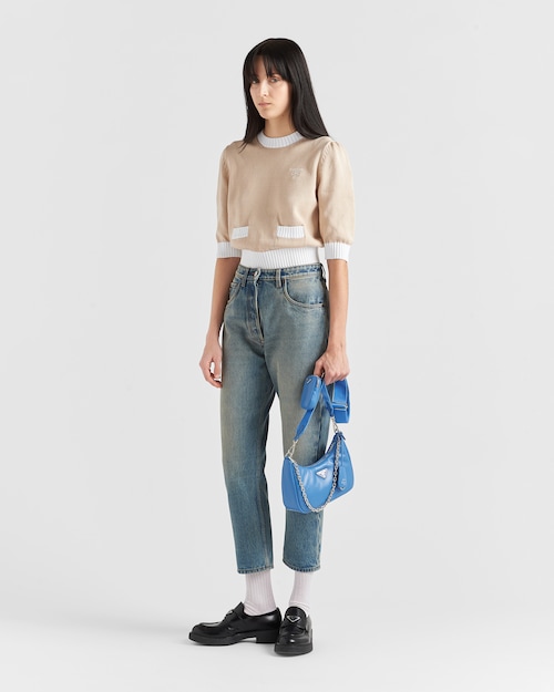 Padded nappa-leather Prada Re-Edition shoulder bag - Light Blue
