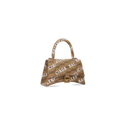 af751c6f45a23d93c494f0cc6f0c3d33 WOMEN'S HOURGLASS SMALL HANDBAG BB MONOGRAM COATED CANVAS AND ALLOVER LOGO IN BEIGE