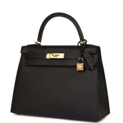 Hermès Kelly Sellier 28 Black Epsom Gold Hardware