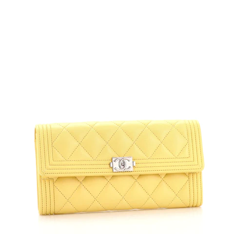 Chanel Boy Flap Wallet Quilted Lambskin Long