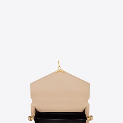 YSL Cassandra Medium Top Handle in Grain de Poudre Embossed Leather