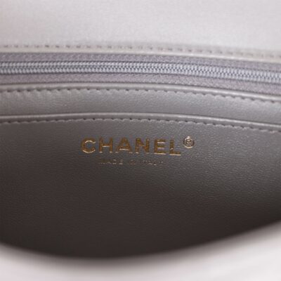 b1caa8f61f605419c9c4ea6a5f4a27c5 Chanel Mini Rectangular Flap Bag with Top Handle Dark Grey Lambskin Light Gold Hardware