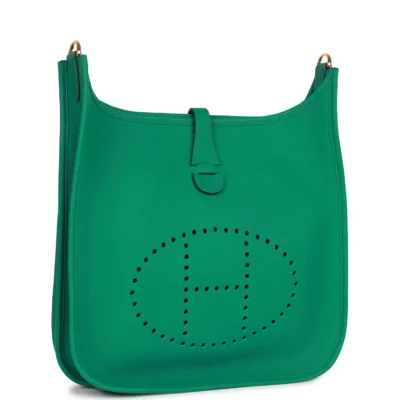 b2d8f7388847f32e6669eb78a3aa5176 Hermès Evelyne III PM Vert Jade Clemence Gold Hardware