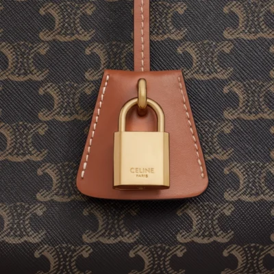 MINI HORIZONTAL CABAS IN TRIOMPHE CANVAS AND CALFSKIN