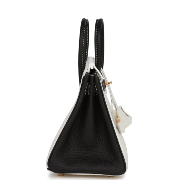 Hermès Special Order (HSS) Birkin 25 White and Black Clemence Gold Hardware