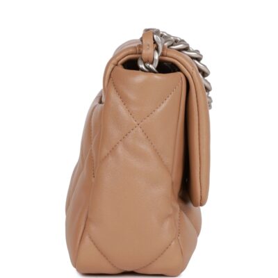 b44751548a05b2a604719fbf48443598 Chanel Medium 19 Flap Bag Beige Calfskin Mixed Hardware