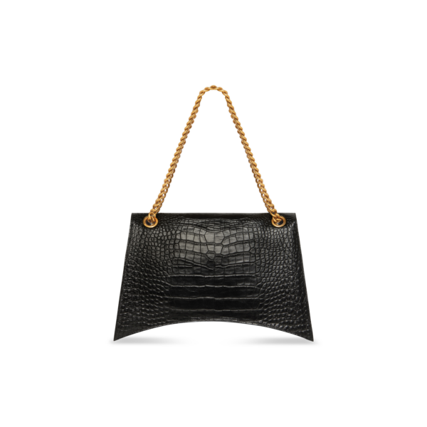 b4f0441dbe86fbc2ecc62f26ef85f497 WOMEN'S CRUSH LARGE CHAIN BAG CROCODILE EMBOSSED IN BLACK
