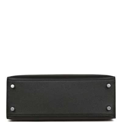 Hermès Kelly Sellier 25 Black Epsom Palladium Hardware