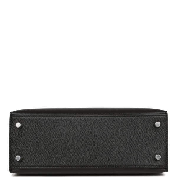 Hermès Kelly Sellier 25 Black Epsom Palladium Hardware