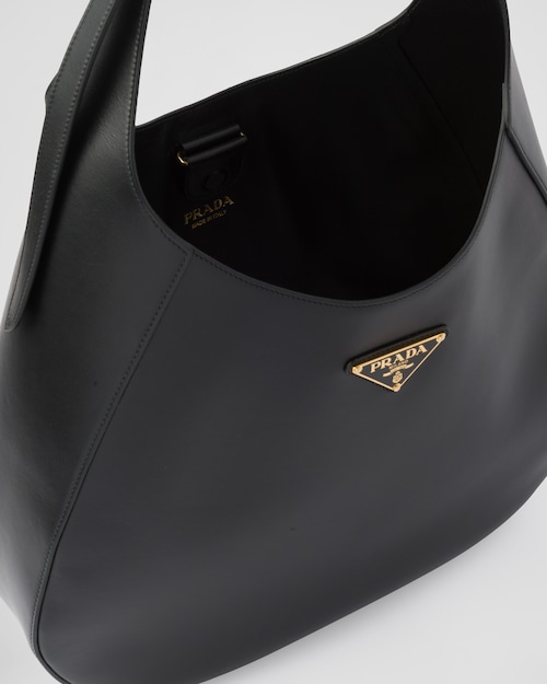 Prada 皮革 topstitching 黑色 大号肩背包