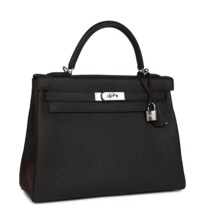 Hermès Kelly Retourne 32cm Black Togo Palladium Hardware