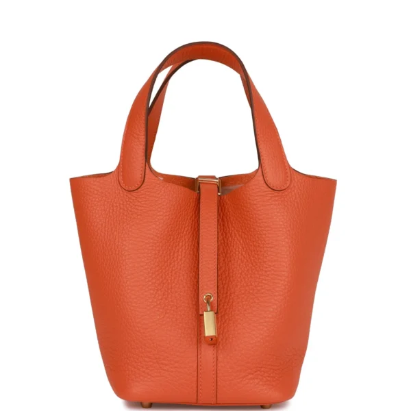 b5ac2c08133f8506e1b1bf444e728b4f Hermès Picotin Lock 18 Orange Clemence Gold Hardware