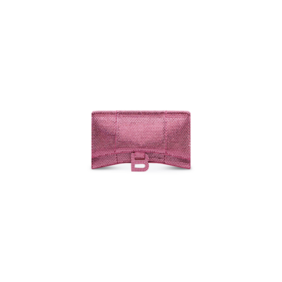 WOMEN'S HOURGLASS WALLET ON CHAIN WITH RHINESTONES IN PINK