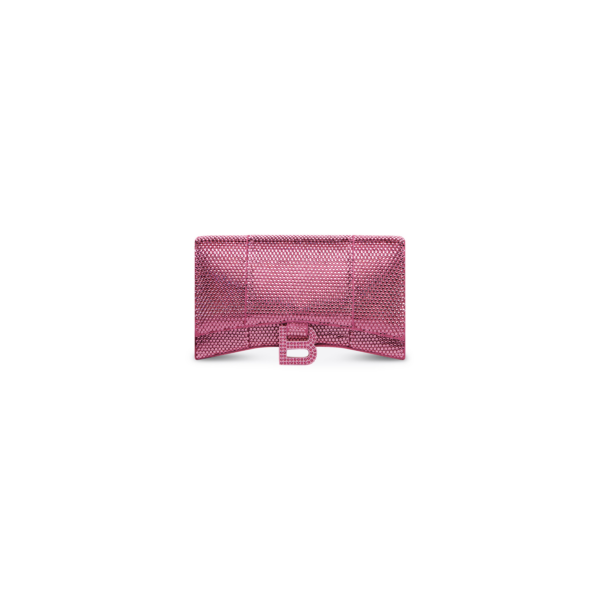WOMEN'S HOURGLASS WALLET ON CHAIN WITH RHINESTONES IN PINK