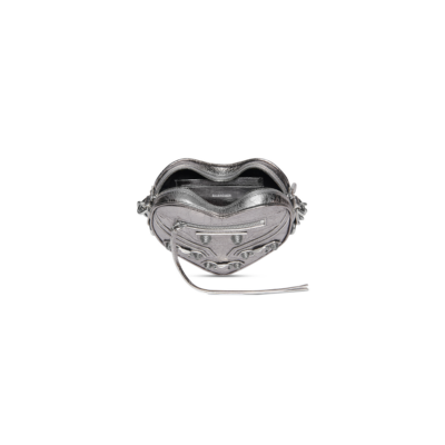 WOMEN'S LE CAGOLE HEART MINI BAG METALLIZED IN SILVER