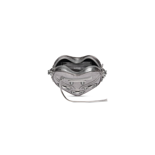WOMEN'S LE CAGOLE HEART MINI BAG METALLIZED IN SILVER