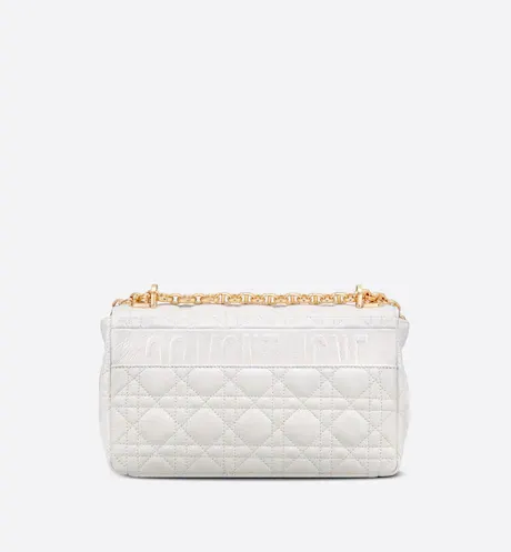 MEDIUM DIOR CARO BAG Ivory Supple Cannage Calfskin