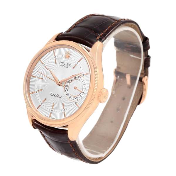 Rolex Cellini m50515-0008 39MM Silver Dial Rose Gold-tone Case