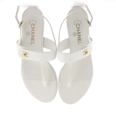 Chanel Women's Turnlock CC Thong Sandals Leather