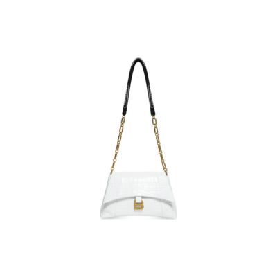 WOMEN'S DOWNTOWN SMALL SHOULDER BAG WITH CHAIN CROCODILE EMBOSSED IN WHITE