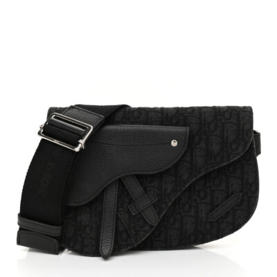 b91a906462f99897cd5a7e38a8ca75da CHRISTIAN DIOR Oblique Saddle Messenger Bag Blue Black