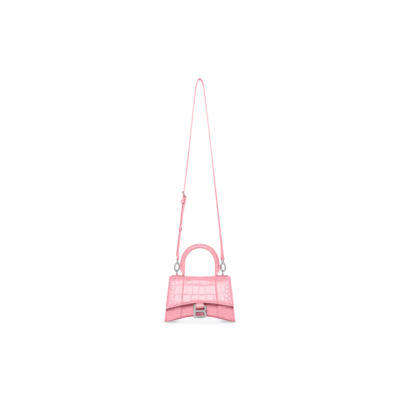 b936dd704806de2a453e10fc53cada16 WOMEN'S HOURGLASS XS HANDBAG CROCODILE EMBOSSED IN PINK