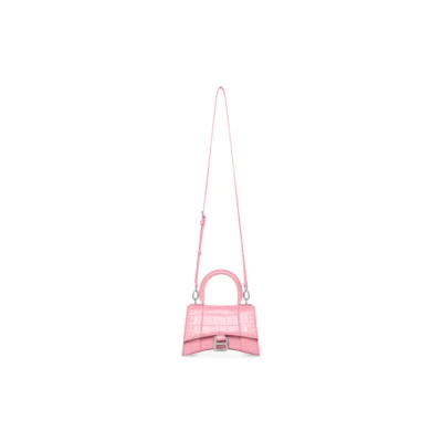 WOMEN'S HOURGLASS XS HANDBAG CROCODILE EMBOSSED IN PINK