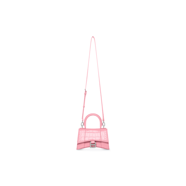 b936dd704806de2a453e10fc53cada16 WOMEN'S HOURGLASS XS HANDBAG CROCODILE EMBOSSED IN PINK