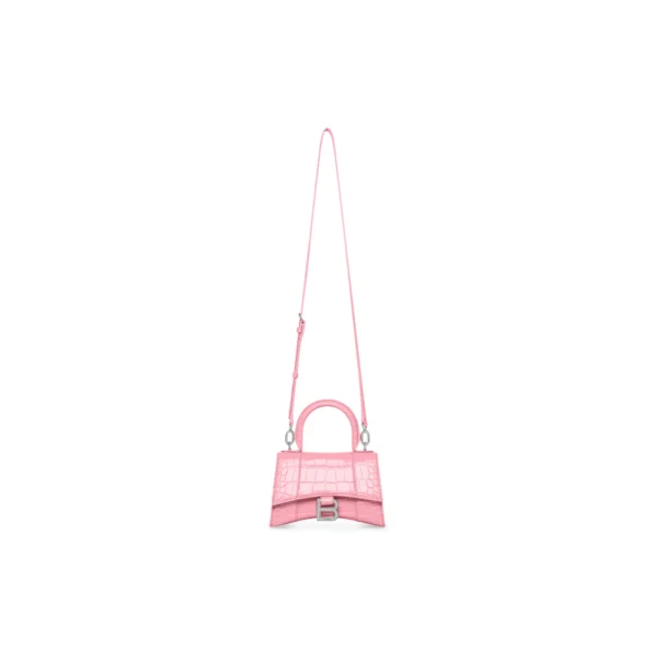 WOMEN'S HOURGLASS XS HANDBAG CROCODILE EMBOSSED IN PINK