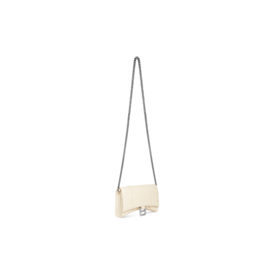 WOMEN'S HOURGLASS WALLET ON CHAIN CROCODILE EMBOSSED IN BEIGE