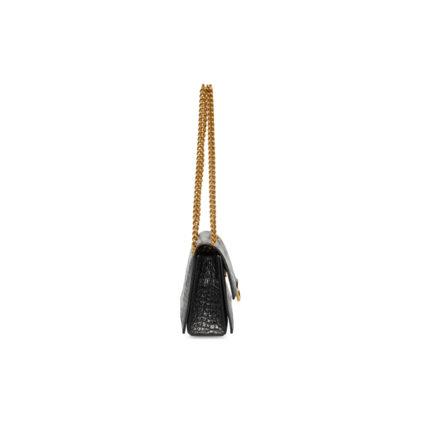 WOMEN'S CRUSH SMALL CHAIN BAG CROCODILE EMBOSSED IN BLACK