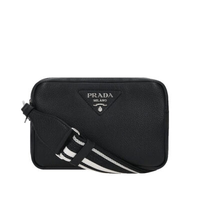 Prada Leather Bag with Shoulder Strap in Black
