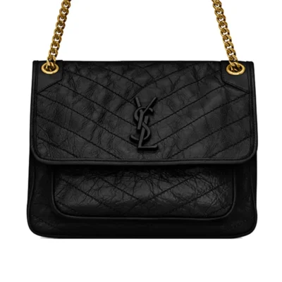 YSL Niki Medium Chain Bag in Crinkled Vintage Leather