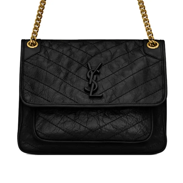 YSL Niki Medium Chain Bag in Crinkled Vintage Leather