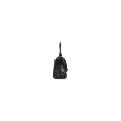 WOMEN'S HOURGLASS XS HANDBAG CROCODILE EMBOSSED IN BLACK