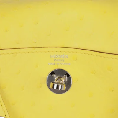 Hermès Mini Lindy Jaune Citron Ostrich Palladium Hardware