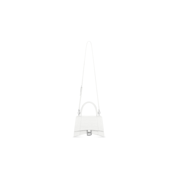 WOMEN'S HOURGLASS SMALL HANDBAG CROCODILE EMBOSSED IN WHITE