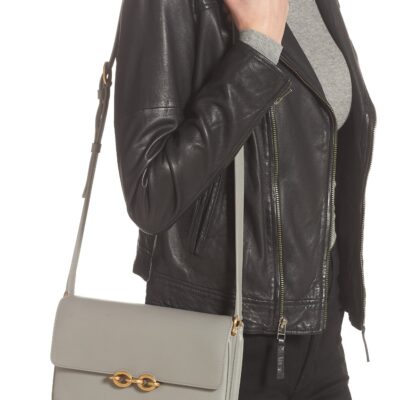 YSL Le Maillon Satchel in Smooth Leather in Grey