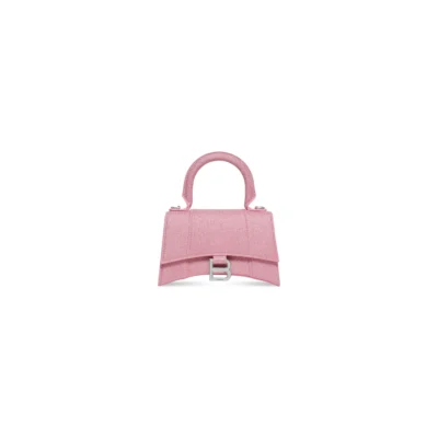 WOMEN'S HOURGLASS XS HANDBAG IN SPARKLING FABRIC IN PINK